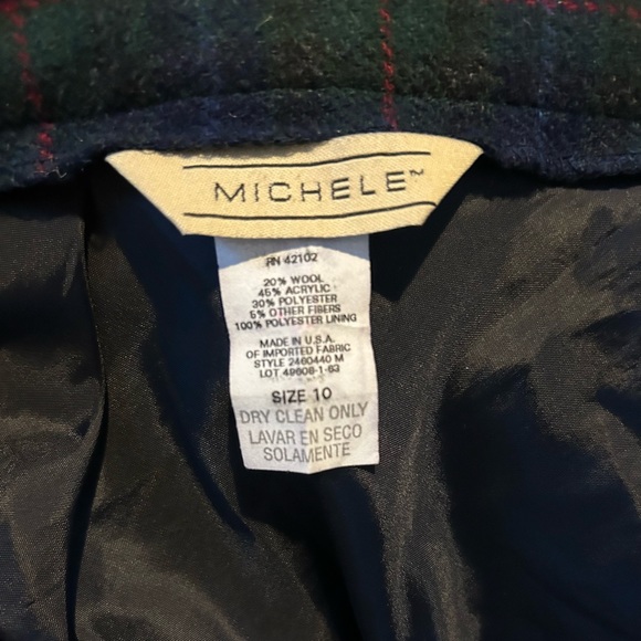 Michele Wool Blend Scottish Style Green Plaid Midi Skirt Size 10 - Picture 10 of 14